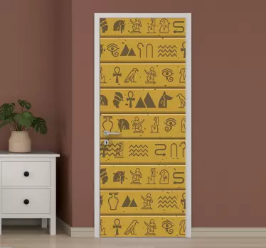 Folie tür mit muster antiker symbole - TenStickers