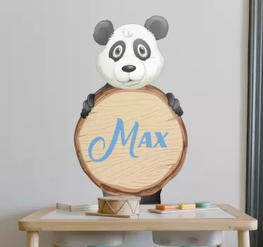 Folie tür mit panda halte-schild - TenStickers