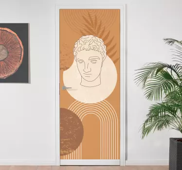 Folie tür mit stilisiertem klassischem gesicht - TenStickers