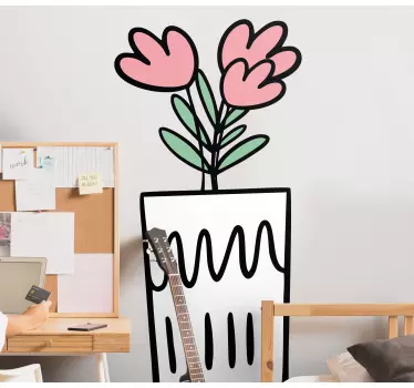 Folie tür mit stilvollem blumentopf - TenStickers