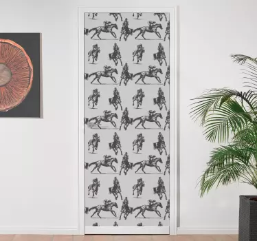 Folie tür mit vintage pferdeaction - TenStickers