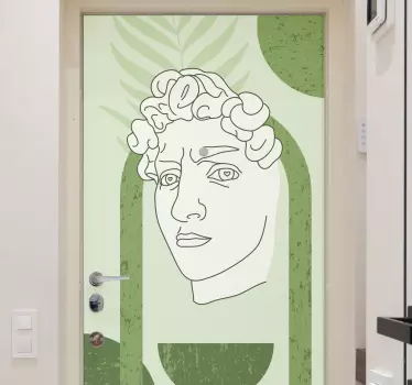 Folie tür mit zeitgenössischer gesichts-kunst - TenStickers