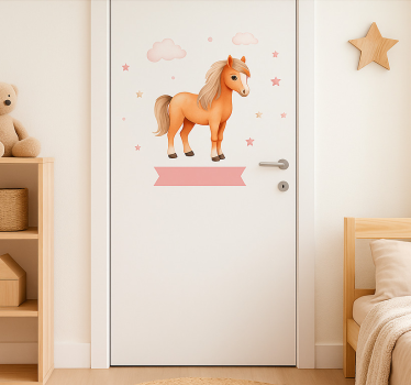 Folie Tür pferd und sterne design - TenStickers