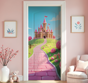 Folie tür prinzessinnenschloss für das kinderzimmer - TenStickers