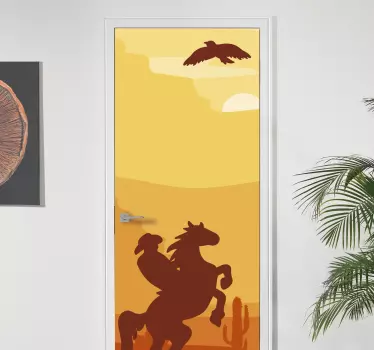 Folie Tür reiten-silhouette - TenStickers