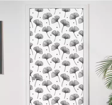 Folie Tür schwarze und weiße blätter - TenStickers
