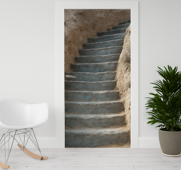 Folie Tür stein realistische treppe - TenStickers