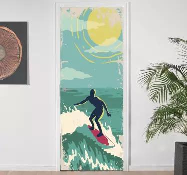 Folie tür surfer auf den wellen - TenStickers