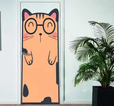 Folie Tür süße katzenklappe - TenStickers