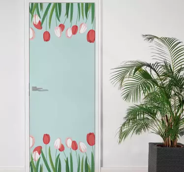 Folie Tür tulpenblumengrenze - TenStickers