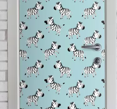 Folie Tür verspielte zebramuster - TenStickers