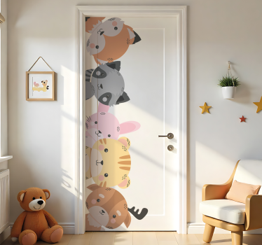 Folie tür waldtiere für das kinderzimmer - TenStickers