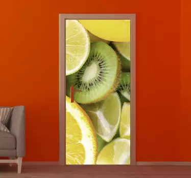 Folie Tür zitrusfrüchte und kiwi - TenStickers