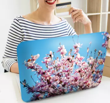 Wandtattoo Blumen Laptop Kirschblüten - TenStickers