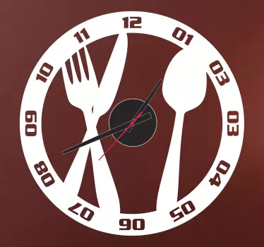 Gabel Messer Löffel Uhr Aufkleber - TenStickers