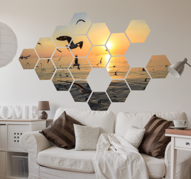 Geometrisches Mosaik Kopfteil Wandtattoo Schlafzimmer - TenStickers