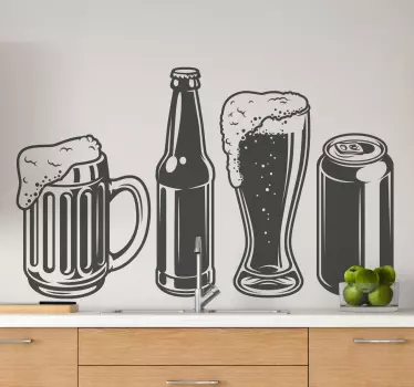 Getränke Wandtattoo Küche mit Bier craft flaschen - TenStickers