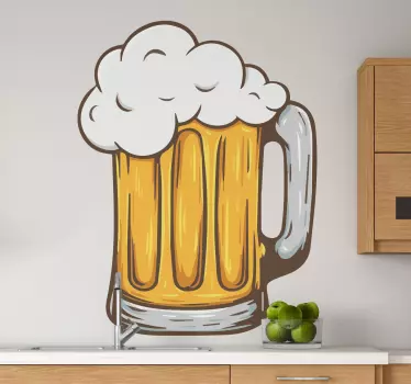 Überlaufendes Bierglas Wandtattoo Küche - TenStickers