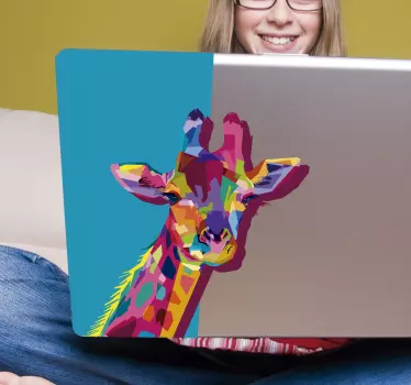 Giraffe 3d laptop Aufkleber - TenStickers