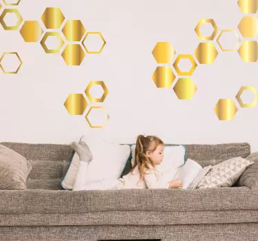 Goldene Bienen Waben Wandtattoo - TenStickers