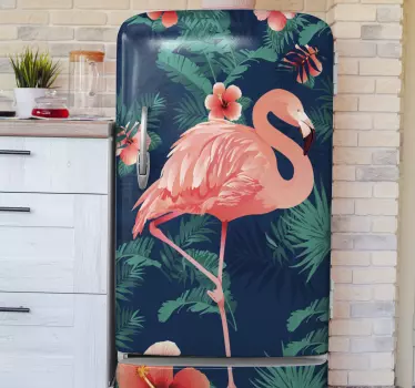 Großer Flamingo Tier Kühlschrank Aufkleber - TenStickers