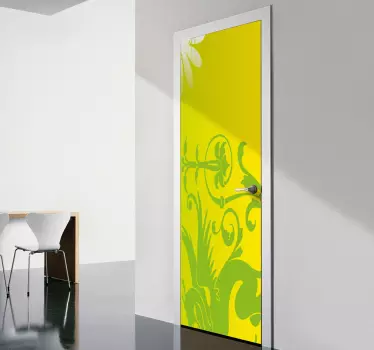 Grüner Drache mit gelben Hintergrund Türfolie - TenStickers