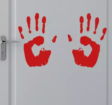 Türaufkleber roter Händeabdruck - TenStickers