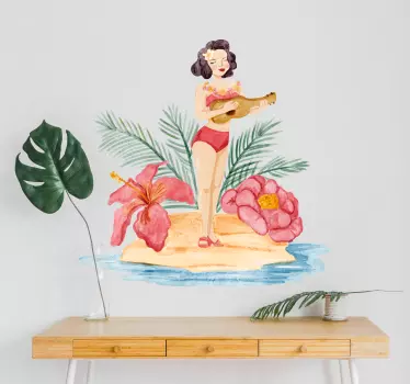 Hawaii mädchen wohnzimmer wandtattoo - TenStickers