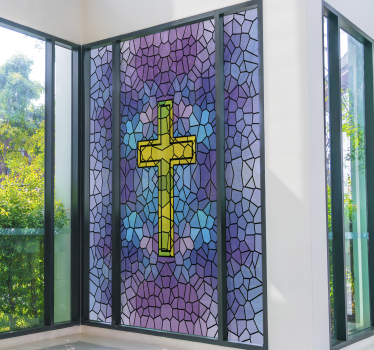 Fensteraufkleber heiliges Kreuz Glasmalerei - TenStickers
