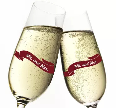 Hochzeitsaufkleber Mr. and Mrs. auf rotem Band - TenStickers