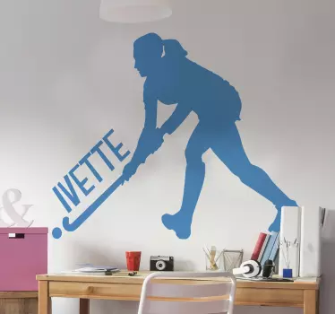 Personalisierbarer Hockeyspielerin Wandtattoo Jugendzimmer - TenStickers