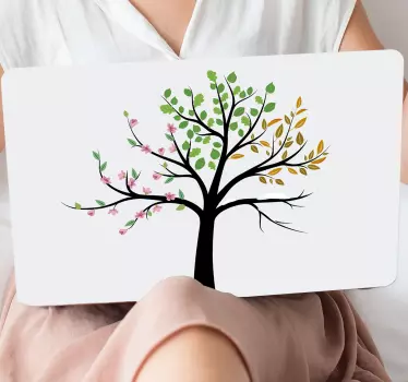 Jahreszeiten Baum Laptop Sticker - TenStickers