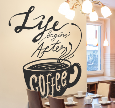 Kaffee zitat nach hause wandaufkleber - TenStickers