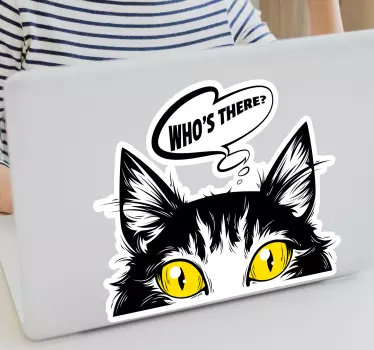 Katze Who's There Notebook Aufkleber - TenStickers