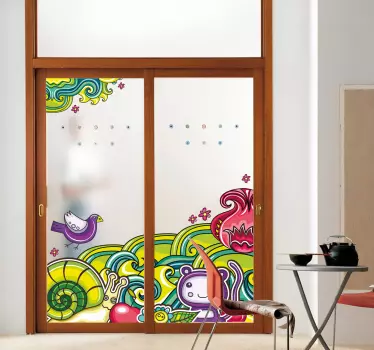 Fensteraufkleber Waldtiere abstrakt - TenStickers