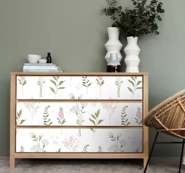 Minimalistisches Wildblumenmuster Möbelfolie - TenStickers