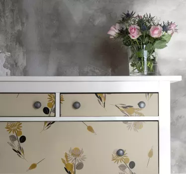 Vintage Blumen Möbelfolie - TenStickers