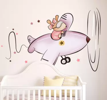 Kleine Maus im Flugzeug Wandtattoo - TenStickers