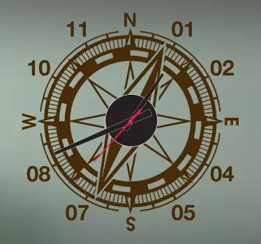 Kompass Uhr Wandtattoo Maritim - TenStickers