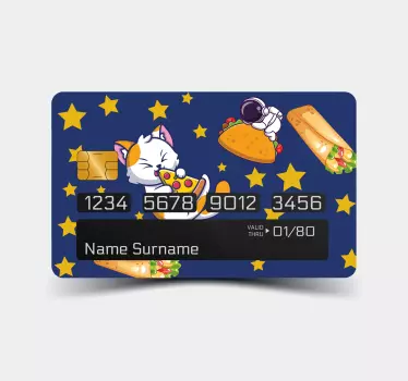 Katze Astronaut Fastfood Kreditkarten Aufkleber - TenStickers