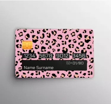 Kreditkarten Sticker Schwarz-rosa aquarell leopardenmuster - TenStickers