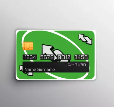 Uno Reverse Karte Grün Kreditkarten Aufkleber - TenStickers