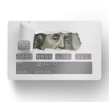 Kreditkarten Sticker Zerrissenes papier enthüllt dollar - TenStickers