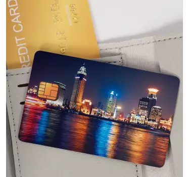 Skyline bei Nacht Kreditkarten Aufkleber - TenStickers
