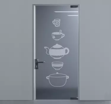 Türaufkleber Küchengeschirr Silhouetten - TenStickers