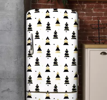Kühlschrank Aufkleber schwarz goldene Tannen - TenStickers