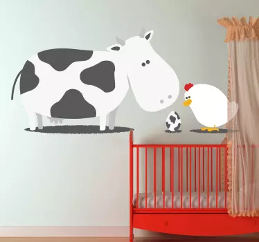 Wandtattoo Kuh und Huhn - TenStickers