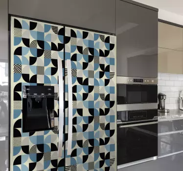 Kühlschrank Folie blaues Bauhaus Muster - TenStickers