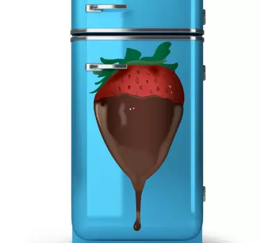 Kühlschrank Aufkleber Erdbeere mit Schokosoße - TenStickers