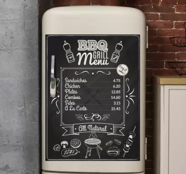 Kühlschrank Folie BBQ Grill Menü - TenStickers